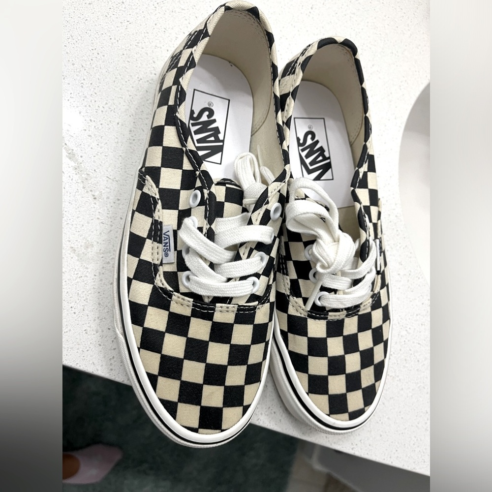 Vans Checkerboard Black and Cream Authentic Sneakers